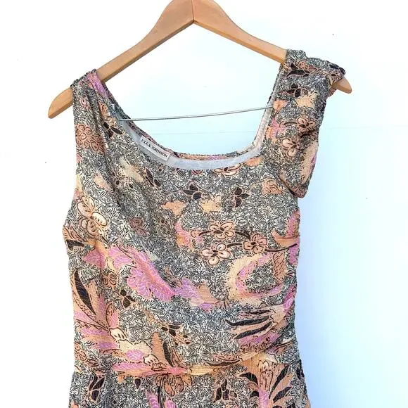 Ulla Johnson Uma Midi Dress Ivory Birds Of Paradise Ruffle Asymmetrical 0 2 Silk